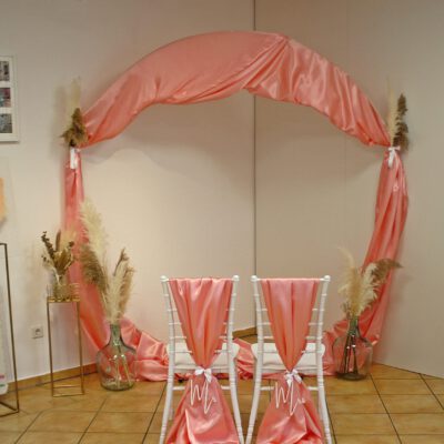 3er Set Stoff Satin magnolia für Bogen & Brautstühle