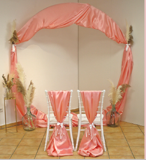 3er Set Stoff Satin silber für Bogen & Brautstühle