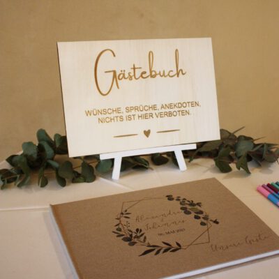 Holzschild hell “Gästebuch”