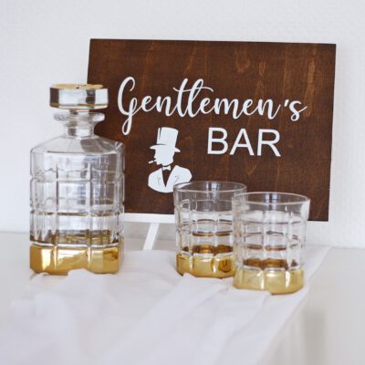 Whisky Bar Set gold,  2 Flaschen + 10 Gläser