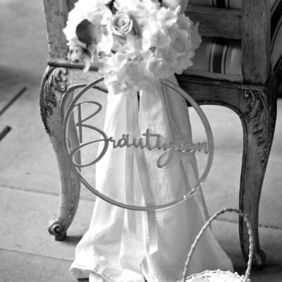 Set Anhänger Brautstühle Acryl silber Braut und Bräutigam